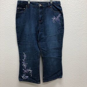 Girls Faded Glory 16 1/2 cropped floral jeans